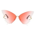 thumbnail image 3 of Gradient Butterfly Lens Rimless Sunglasses Designer Summer Shades Tinted Eyewear Gradient Pink, 3 of 7