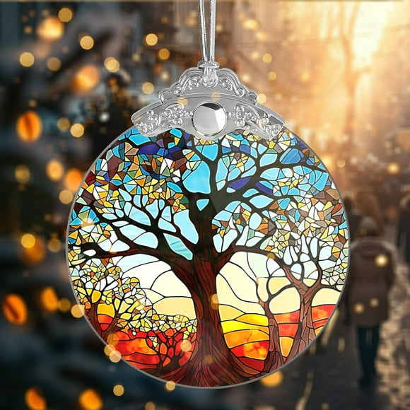 JZ-Acrylic Tree of Life Christmas Ornaments 2024, Christian & Funny Gifts for Women, White Elephant Gifts for Adults