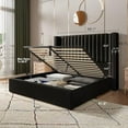 thumbnail image 3 of VanAcc Lift up Storage Bed Frame Queen Size, Upholstered Platform Bed Velvet with Channel Tufted Wingback Headboard, No Box Spring Needed, Black, 3 of 7