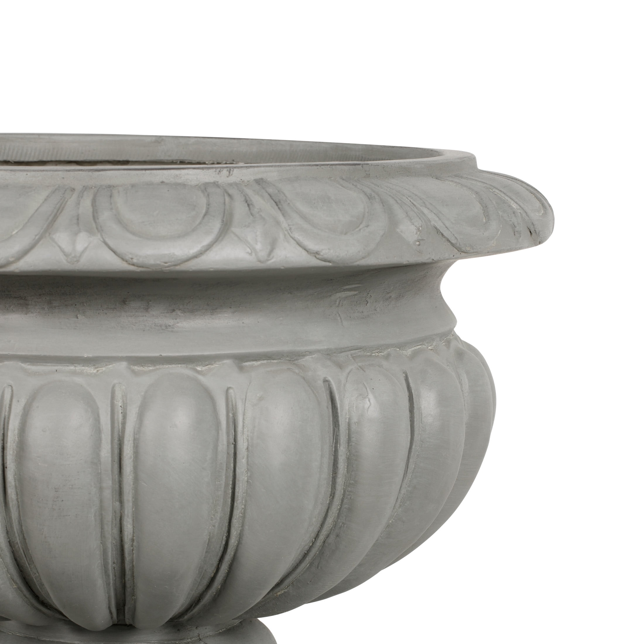 Christopher Knight Home 18.11" Pedestal Urn Planter, MGO Flower Pot with Scrollwork, Gray