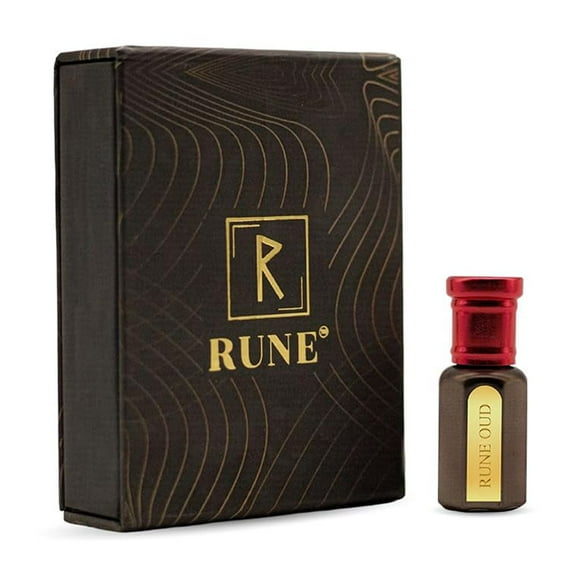 Rune Oud Attar Roll On Perfume For Men & Women 6ml, 0.2 Fl.oz. | Alcohol Free Long Lasting Unisex Attar - With Amber, Sandalwood & Shamama Notes | Attar In Glass Bottle - Ideal For Daily Use