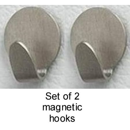 Hooks Home Decor - Brushed Nickel 2 Magnetic Clip Hooks Hanger Bathroom Office Home Decor
