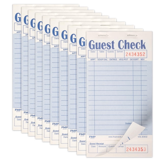 Chequeras Guest Check Books de marcas FMP para servidores, 500 hojas