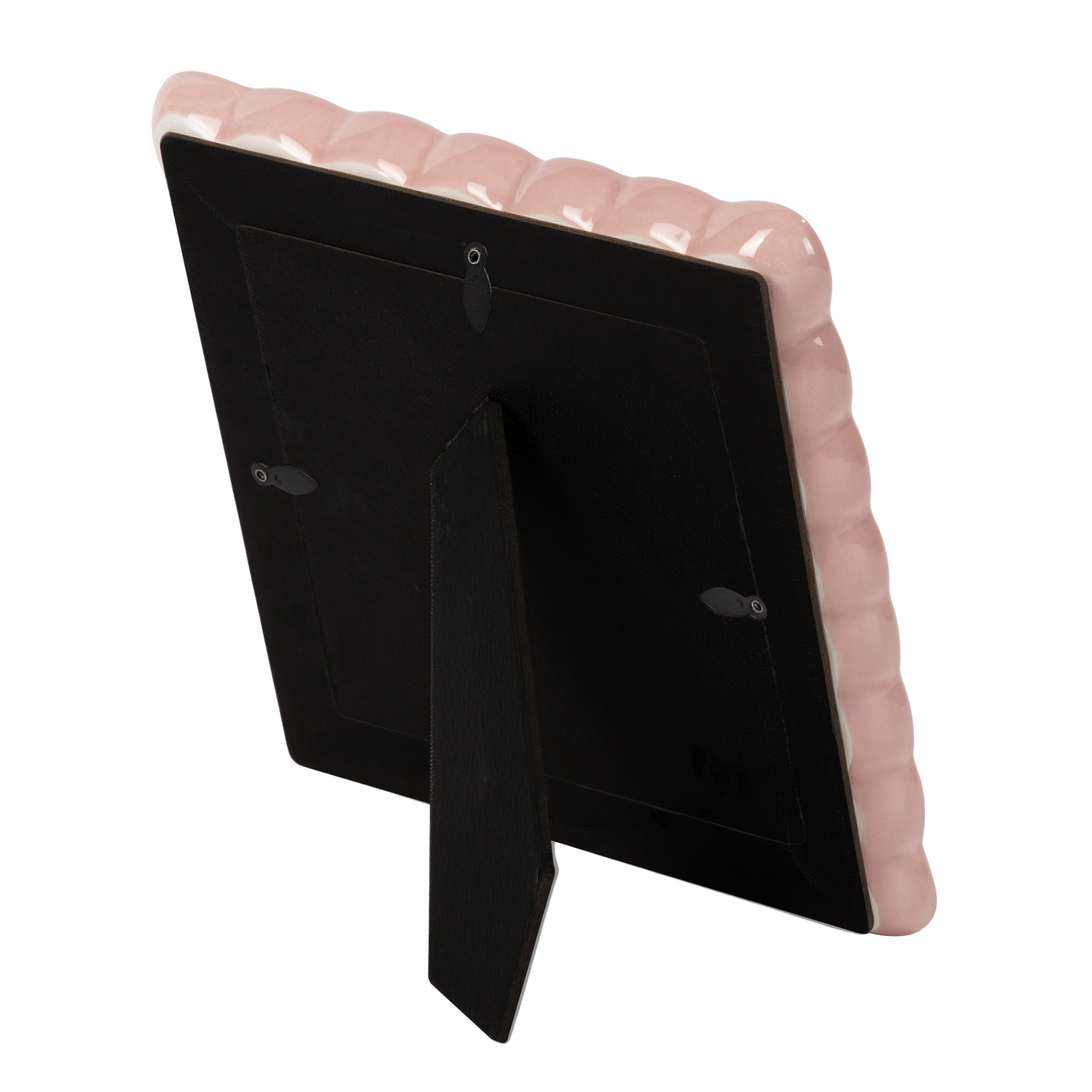 Sterling & Noble Home – 4x4 Picture Frame – Double Ruffle Pink Ceramic Tabletop Photo Frame