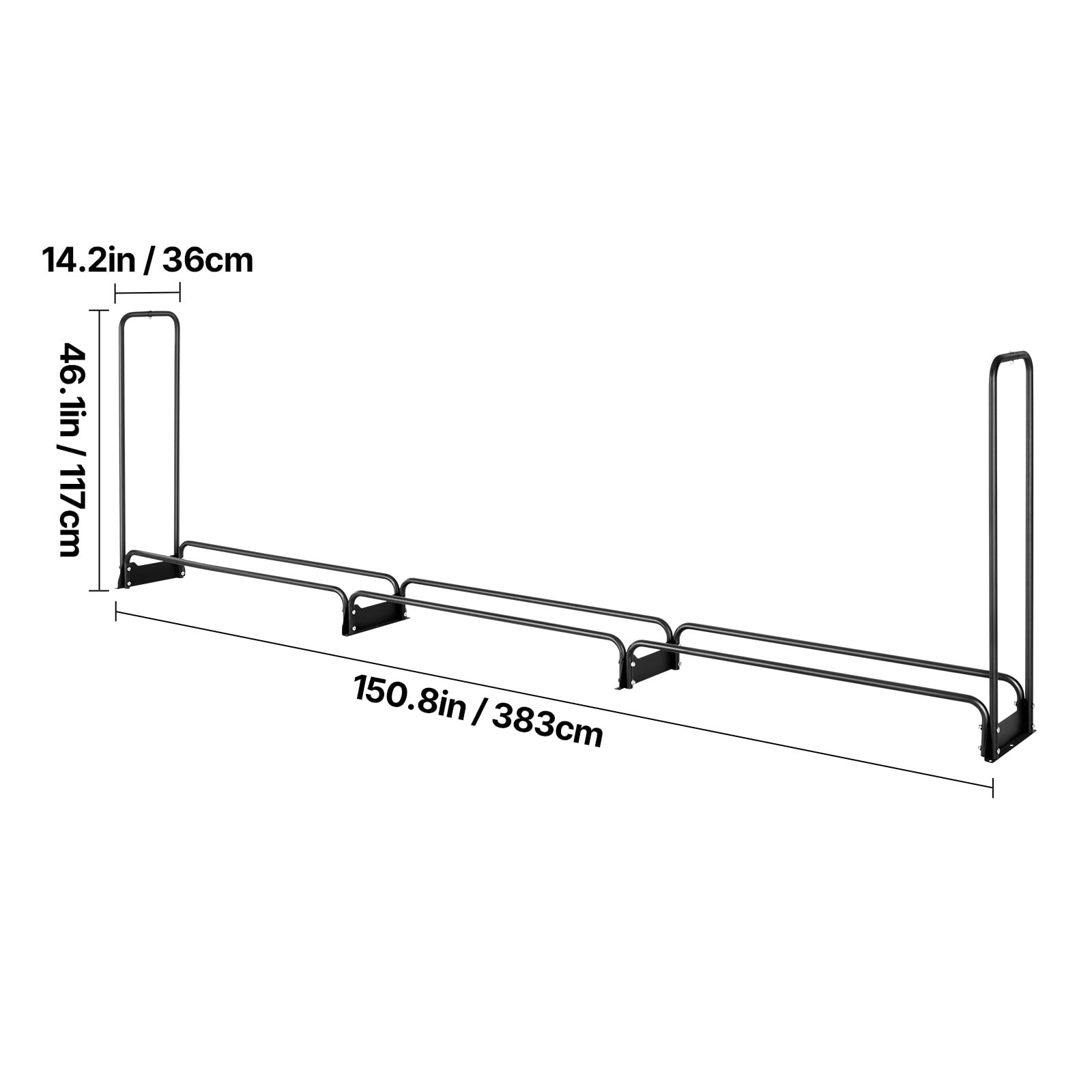 KFFKFF 12.7 ft Outdoor Firewood Rack with Cover Firewood Holder 152"x14.2"x46.1"