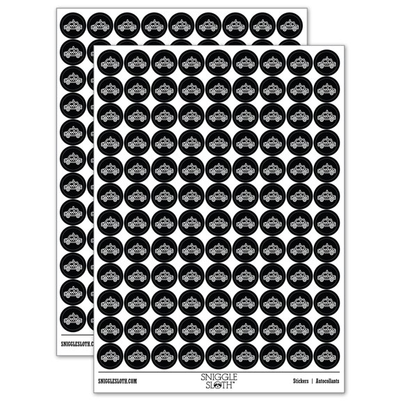 Taxi Car Vehicle Automobile 200 Round Stickers - Black - Gloss Finish - 0.50" Size