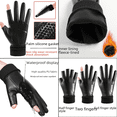 thumbnail image 4 of Guantes de dos dedos para conducir resistentes al desgaste con forro polar para hombre, guantes para llevar con dedos completos para pantalla táctil en otoño e invierno, guantes para teclado y medio, 4 of 5