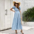 thumbnail image 4 of Yesfashion Womens Summer Spring Smocked Wedding Guest Maternity Maxi Dress Casual Short Sleeve Floral Long, 4 of 5