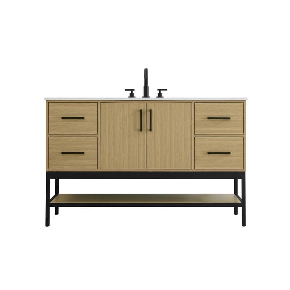 Elegant Kitchen and Bath 54 inch Single Bathroom Vanity in Honey Brown