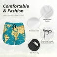 thumbnail image 6 of Picia World Map With Landmarks Pattern Women's 2 in 1 Athletic Running Shorts High Waisted Workout Casual Gym Sweat Shorts with Comfy Liner Zipper Pockets-Large, 6 of 9