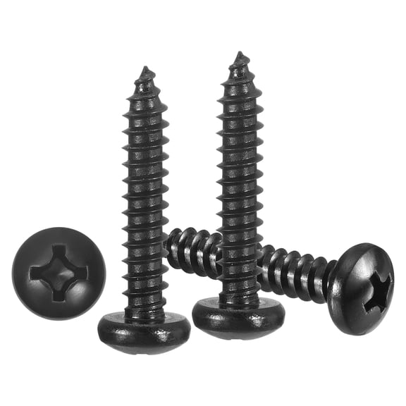 Pan Head Self Tapping Screws(#10x1") 50Pcs, 304 Stainless steel Self Drilling Screw for Metal Wood Plastic, for Cabinet Wall Shutter Plate Rock Furniture, Black