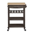 thumbnail image 4 of Ellaine Four-Tier Butcher Block Kitchen Cart w/ Drawer & Wine Rack in Gray Wood, 4 of 11
