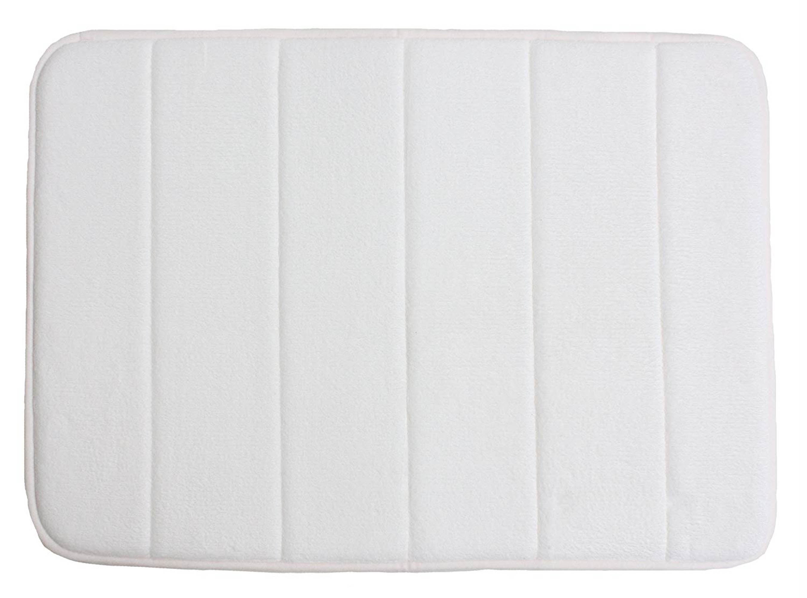 Memory Foam Bath Mat Non Slip Ultra Soft and Absorbent 17x24", White