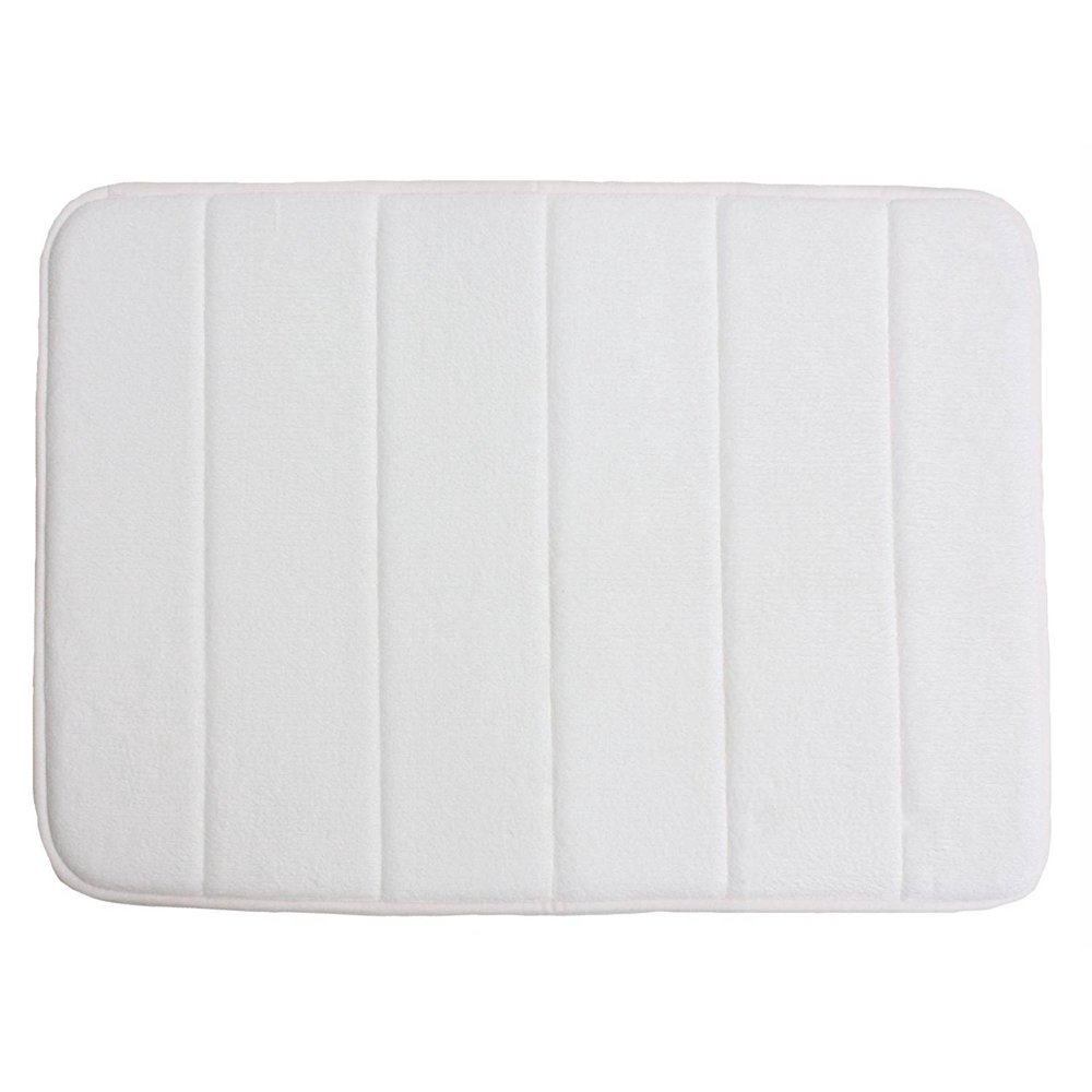 Memory Foam Bath Mat Non Slip Ultra Soft and Absorbent 17x24", White