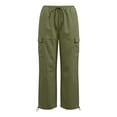 thumbnail image 3 of Levmjia Women Plus Size Cargo Pants Loose Straight Leg Casual Solid Color Comfortable Elastic Waist With Pockets For Home Daily Outdoor Workwear, 3 of 5