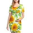 thumbnail image 1 of yoeyez Robes de Maternité pour Femmes à Manches Courtes, Col Rond, Robes à Fleurs, Robe Moulante en Coton de Maternité, Vêtements de Maternité pour Femmes Enceintes Multicolore,G, 1 of 6