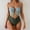 Army Green, variant on Sevevn Women's One Piece Cutout Swimsuit Color Block Spaghetti Strap Bathing Suits Tummy Control Swimwear Brown S