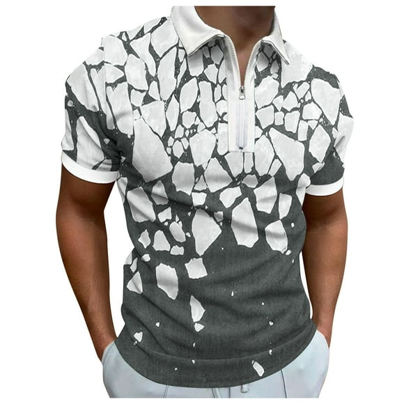Ketyyh-chn99 Mens Golf Polo Shirts for Men Fashion 2024 Short Sleeve Shirts Fitted Tops Grey,2XL
