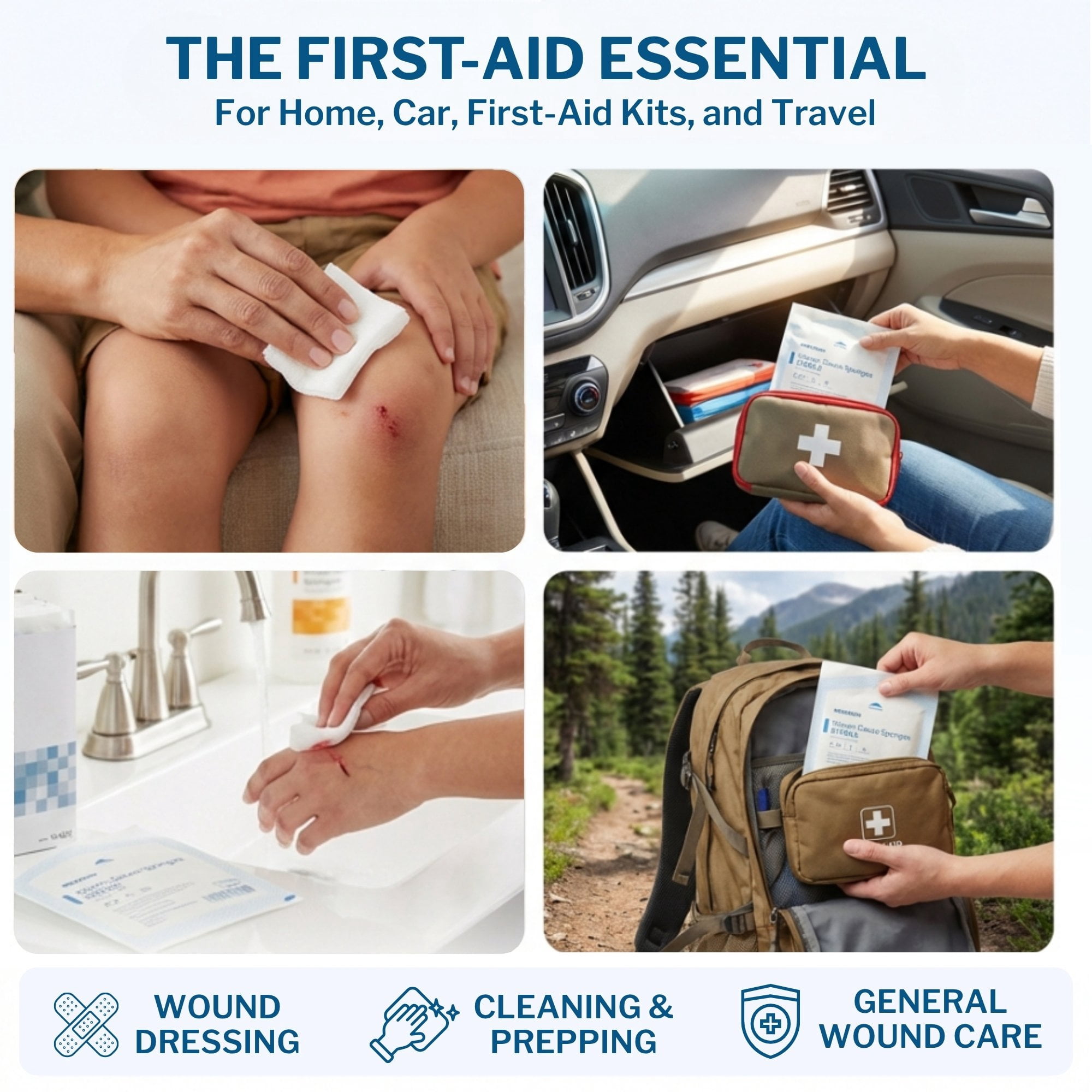 McKesson Gauze Sponges First Aid Supplies, Woven Wound Care Pad - 3 in x 3 in, 40 per Pack, 30 Packs, 1200 Total