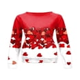 thumbnail image 2 of PENGXIANG Femmes Saint-Valentin Pull-Over Sweat-Shirts Coeur Lettre Imprimé Manches Longues Col Rond Tops Blanc Rose Coeur L, 2 of 4