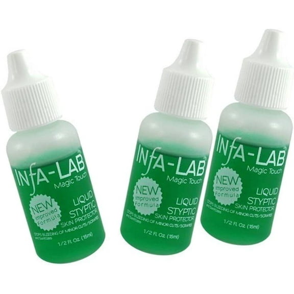 3 X Infa-Lab Magic Touch Liquid Styptic Nails Stop Bleeding Skin 0.5 fl oz ,15 ml