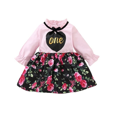 

Dadaria Boho Baby Girl Clothes 0-12M Newborn Long Sleeve Bowknot Heart Floral Princess Bubble Skirt Dress Pink 100 Toddler