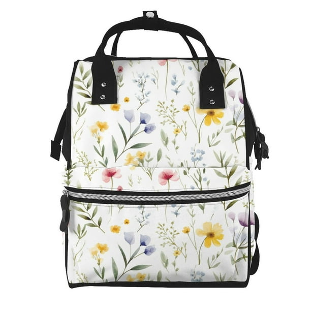 Disketp Watercolor Floral A Mochila de Pañales de Gran Capacidad con Múltiples Bolsillos, Mochila de Viaje Multifuncional para Bebé, Unisex, Moderna y Resistente