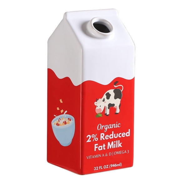 Ceramic Vase, Funky Vase, Cute Vase, Unique Flower Vase, Decorative Vase, Modern Farmhouse Vase for Flowers, Living Room, Bookshelf, Bedroom, Dining Table(Milk Carton)