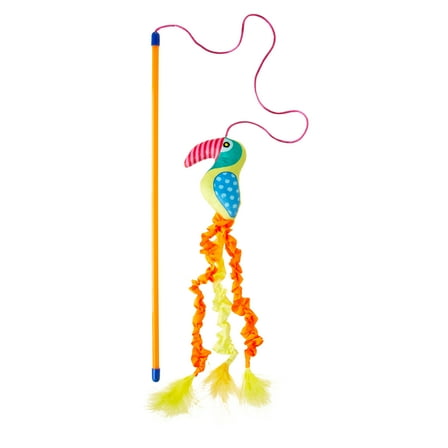 Vibrant Life Parrot Teaser Wand Cat Toy with Catnip, Multicolor, 18"