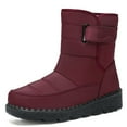 thumbnail image 4 of High Top Snow Boots for Women Waterproof Platform Mid Calf Booties Casual Winter Thickened Warm Furry Lined Dress Boots Red Size 7.5, 4 of 5