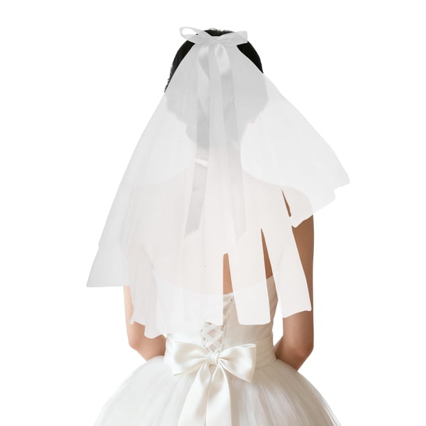 Accesorios Únicos 1 Pc Clip de Cabello de Mariposa Larga Velo de Novia para Fiesta Malla Blanca