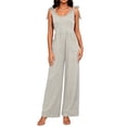 thumbnail image 6 of Pants for Women Summer Solid Color Pocket Wide-Leg Jumpsuit Gray S, 6 of 6