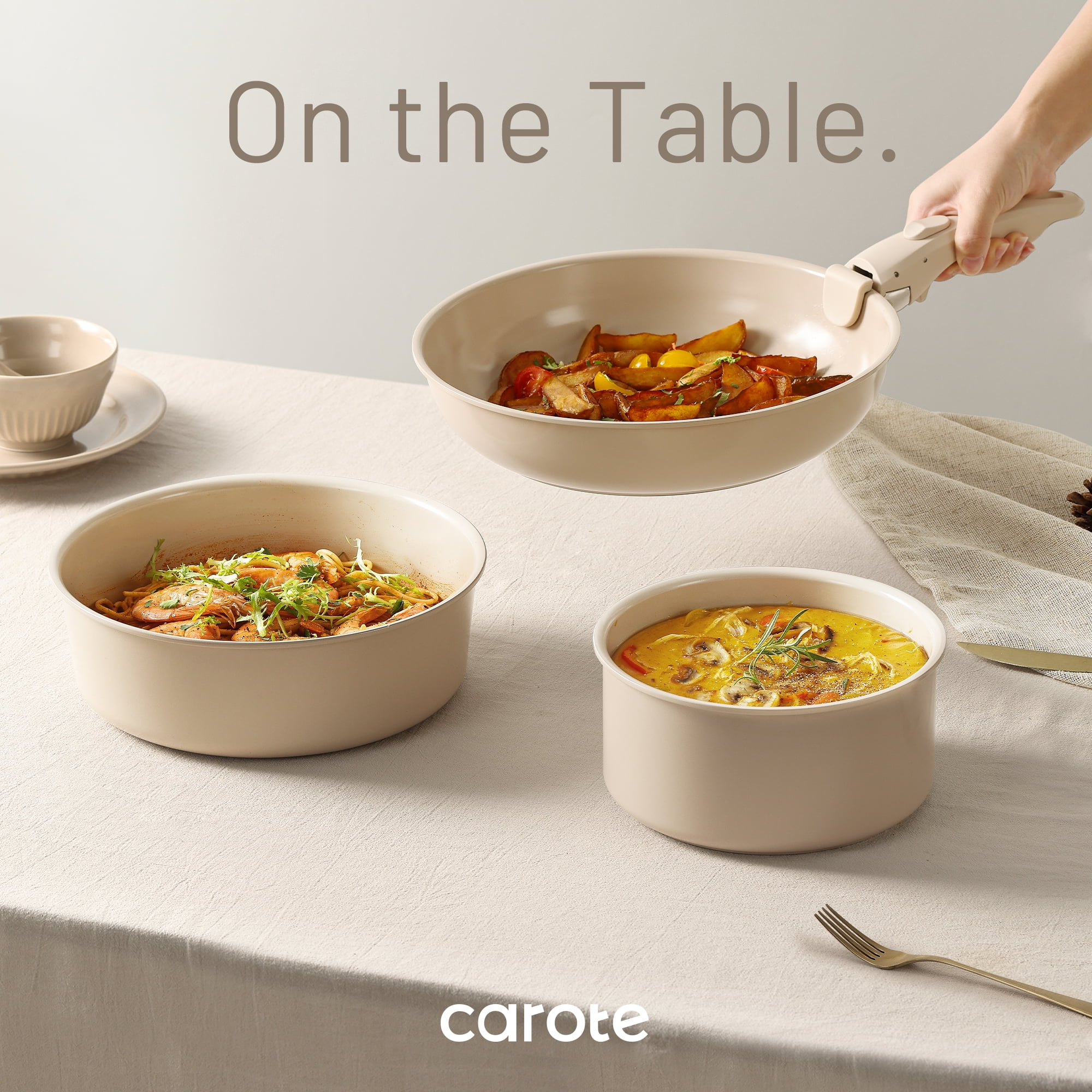 Carote 9-Piece Granite Nonstick Cookware Set with Removable Handle –  Effortless