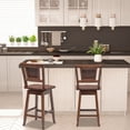 thumbnail image 4 of Costway Set of 4 Swivel Bar Stools Counter Height Rubber Wood Pub Chairs w/ Rattan Back, 4 of 9