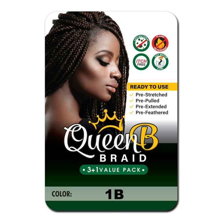 Urban Beauty Queen B Pre-Stretched Braiding Hair 4X Pack, 50 inch