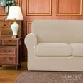 thumbnail image 6 of Subrtex 3-Piece Stretch Textured Grid Sofa Cover Slipcover,Separate Cushion Cover(Camel, Loveseat), 6 of 8