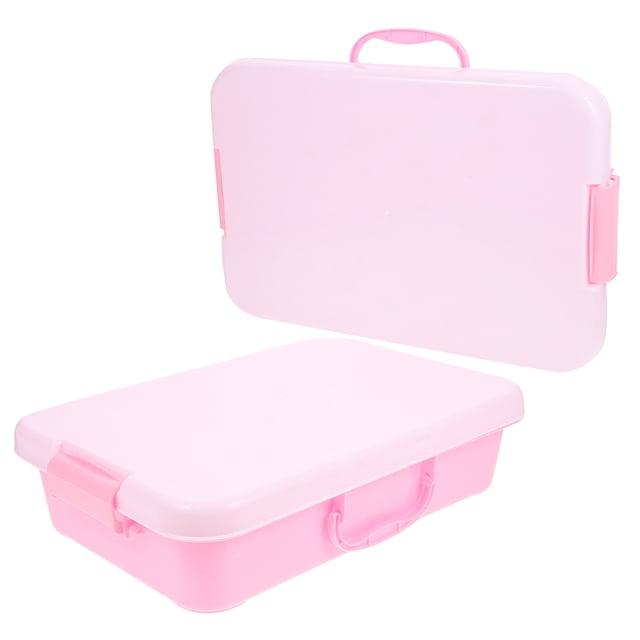 TABLZONE 2Pcs Handheld Sandbox Sand Tray for Kids Toy Storage Pink and White Rectangular ABS Portable Durable