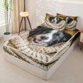thumbnail image 2 of Homewish Cute Collie Dog Zipper Twin Comforter Sets with Fitted Sheet and 2 Pillowcases,Pet Lover Zipper Bedding Set,Cream,Light Gray Reversible,4pcs, 2 of 8