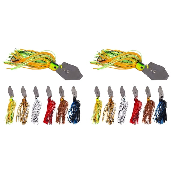 12 Pieces Fishing Lures,Baits Spinner Swim Flipping Bladed Jigs ,Chatter Fish Bait for Salmon Pike Trout Swing Trailers