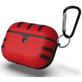 thumbnail image 2 of Case for Airpods Pro, Red/Black Duo-Shield Rugged Hybrid Cover [Polycarbonate and TPU Rubber] with Carabiner Keychain Clip for Apple Airpods Pro Console (2019), 2 of 6