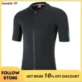 thumbnail image 2 of Santic - Maillot de ciclismo de manga corta con cremallera completa para hombre, camisetas para bicicleta de montaña, ropa de ciclismo de carretera de malla transpirable de secado rápido, talla asiáti, 2 of 5