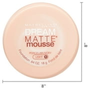 Maybelline Dream Matte Mousse Foundation, Porcelain Ivory, for All Skin Types, 0.64 oz