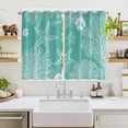 thumbnail image 2 of Teal Coastal Kitchen Curtains Window Panels, Starfish Coral Summer Beach Ocean Insulated Window Treatment Curtain, Grommet Curtains for Bedroom/Living Room/Bathroom, 2 Piece 52"Wx63"L, 2 of 8