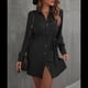 thumbnail image 5 of Vestido Camisero de Larga con Botones para Mujer, Informal, Holgado, con Cintura Ajustable y de . Negro XL, 5 of 10