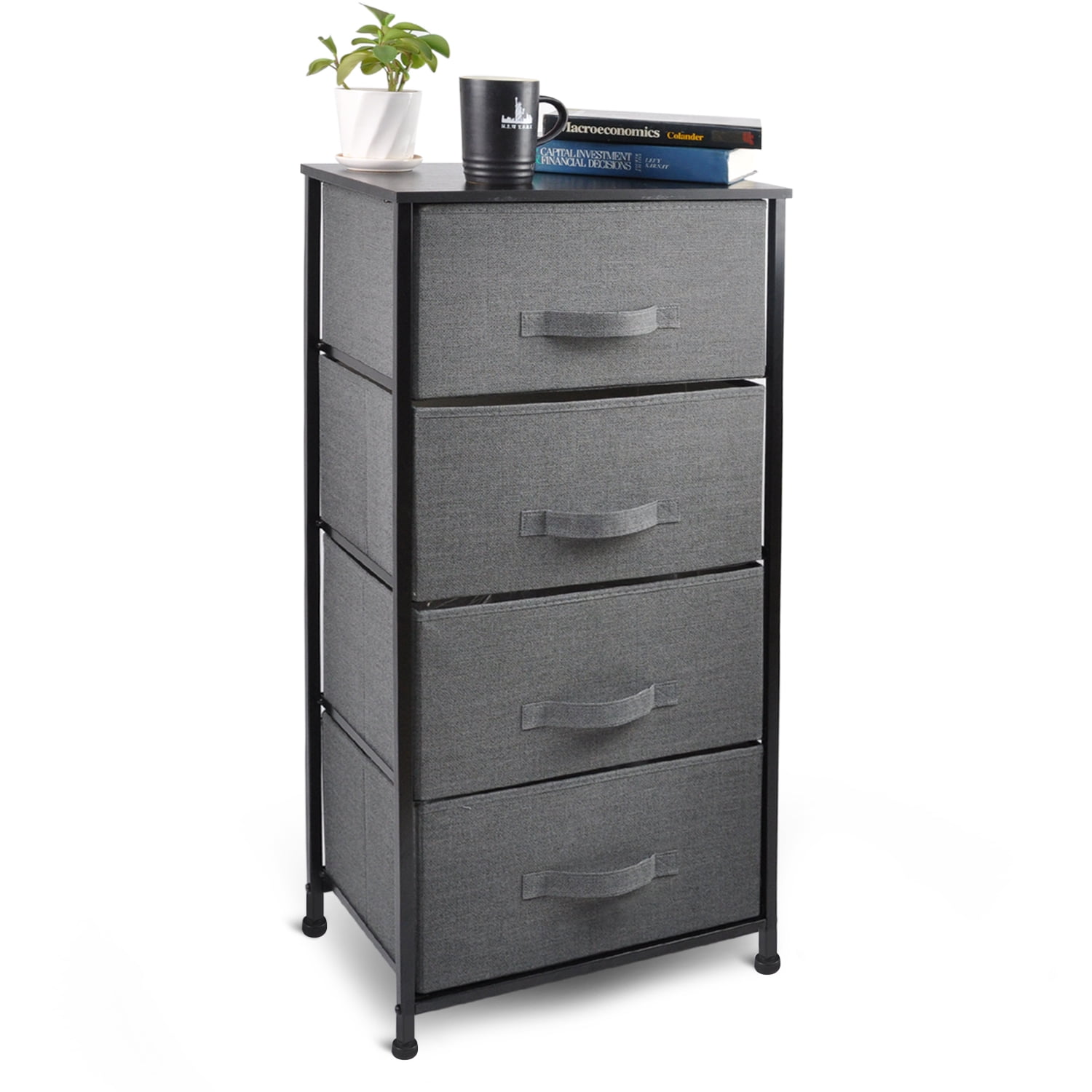 CERBIOR Vertical Drawer Dresser Closet Storage Organizer 4Drawer Closet Shelves, Sturdy Steel