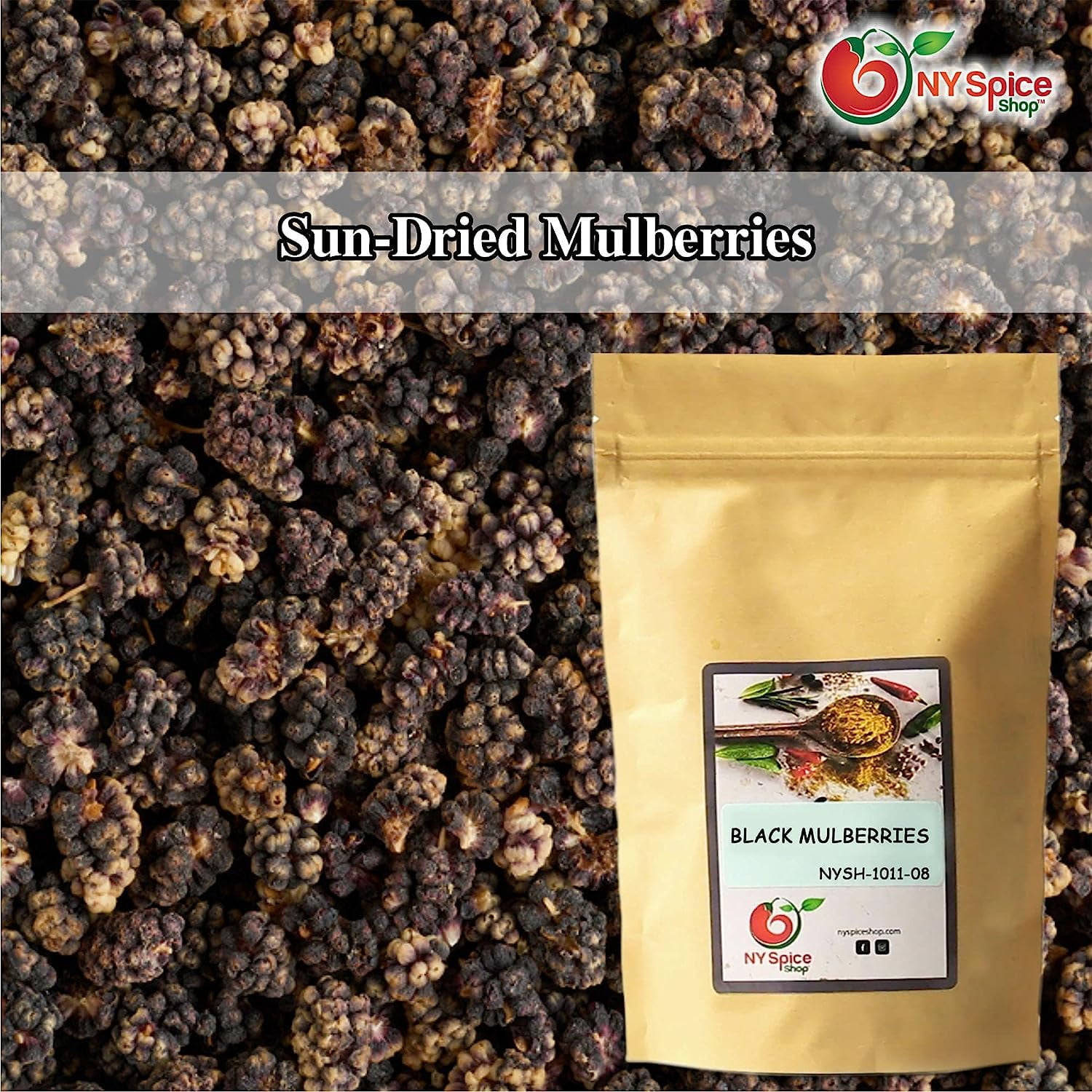 NY SPICE SHOP Dried Black Mulberry – 3 Pound Natural Dry Mulberry – Wild Black Mulberries  - Naturally Sweet