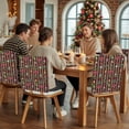 thumbnail image 5 of Christmas Stripes Chair Covers Set of 8 Bell Flower Stars Snowflakes Burgundy Chair Back Covers Stretch Removable Washable Slipcovers Protector for Dining Room Kitchen Party Decor, 5 of 5