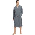 thumbnail image 2 of U2SKIIN Mens 100% Cotton Robes, Lightweight Soft Spa Knit Bathrobe for Men,(Iron Gray,S/M), 2 of 3