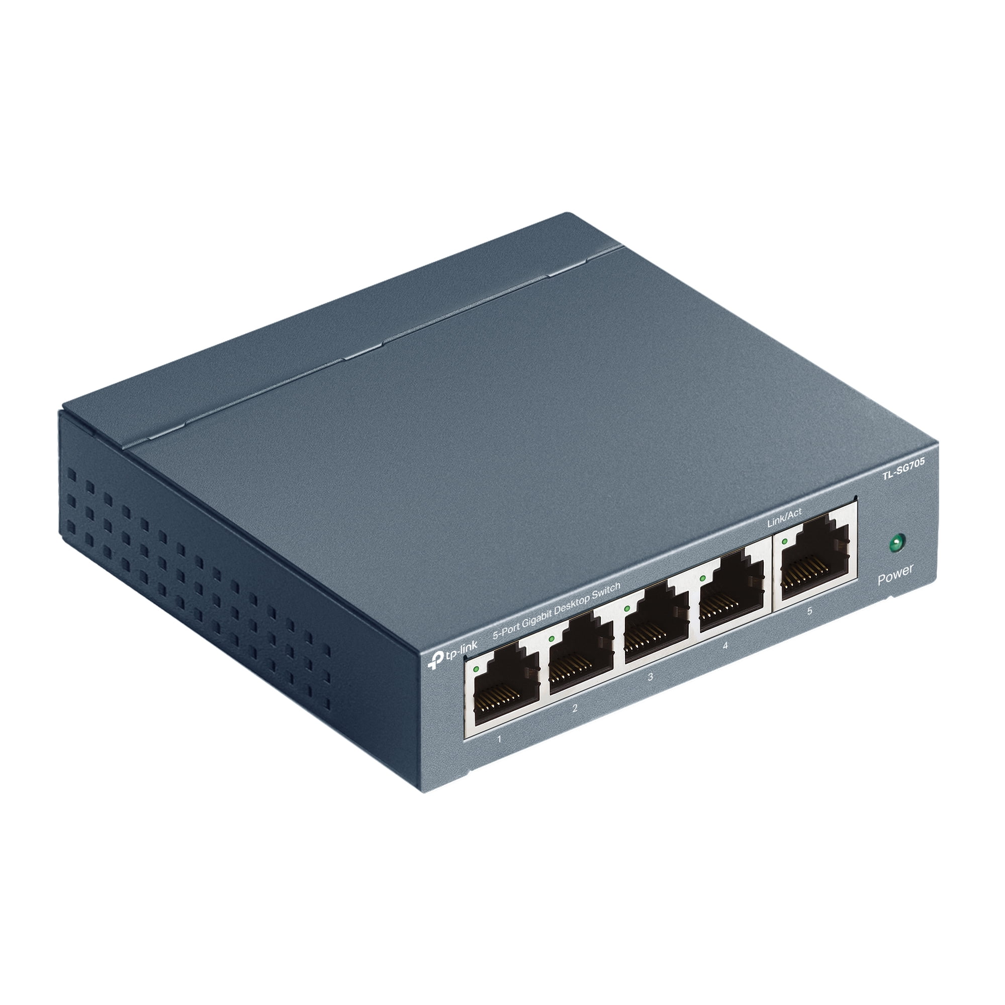 TP-Link 5-Port Gigabit Unmanaged Fan-less Switch In Durable Metal Casing.  Easily Expand Your Wired Network using this Plug-and-Play, Power Saving, Traffic Prioritizing (QoS) Switch - TL-SG705