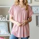 thumbnail image 1 of Fiudx Ofertas Flash Del Día Blusa con Cuello En V y Mangas Cortas Lisas Tejidas a La Moda Informal para Mujer, 1 of 7